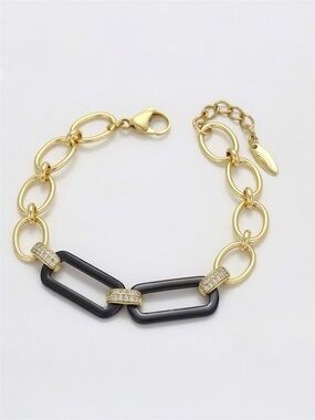 Last 1 🔥 Paperclip Chain Bracelet 14k Gold Plated w/ Cubic Zirconia